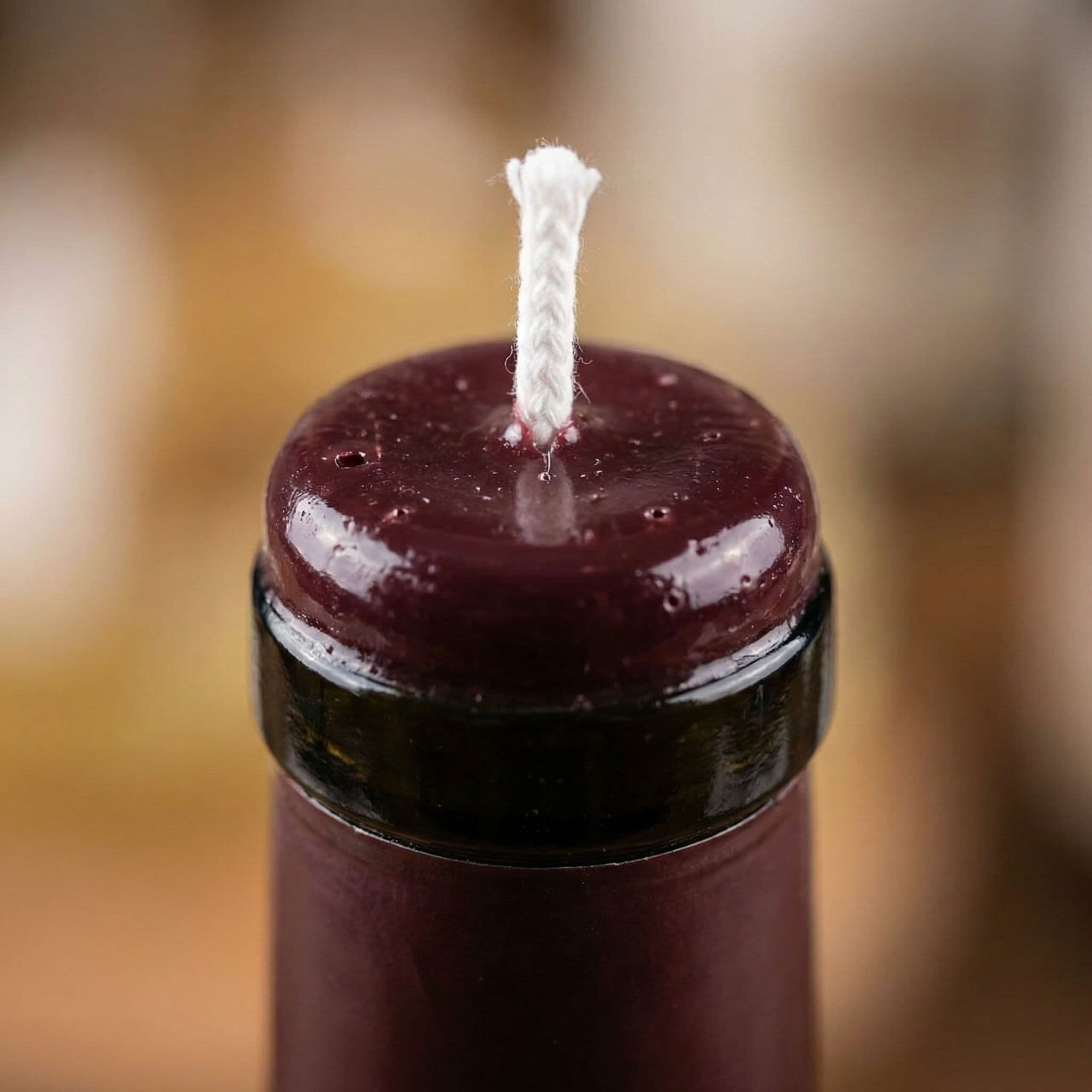 Detalle macro del fítil de cera de soja natural